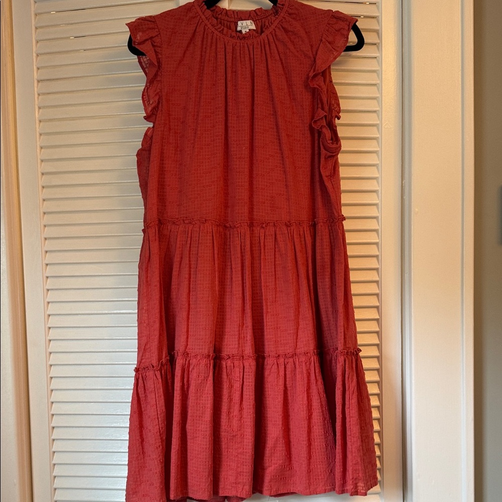Vici Brown and Red Tiered Ruffled Sundress